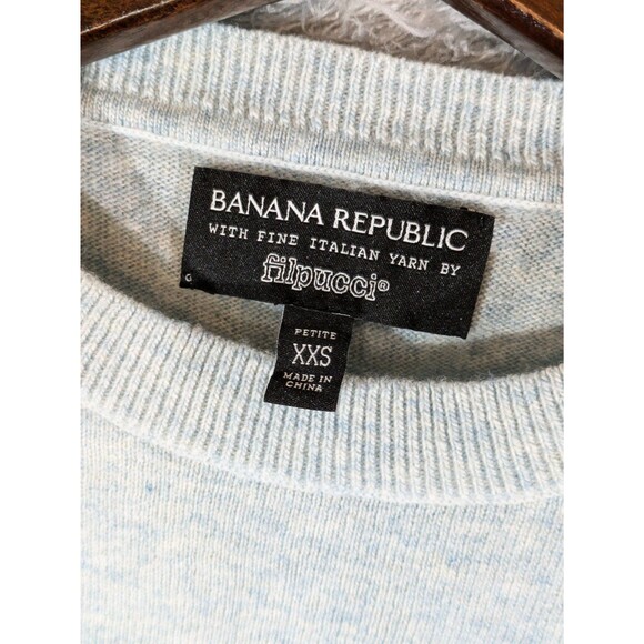 Banana Republic Blue Bow Cuff Sweater XXS Petite Merino Cashmere Coquette - Picture 5 of 9